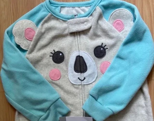 Macacão carters novo 2 anos menina fleece ziper pezinho com etiqueta tag coala ursinho - Foto 3