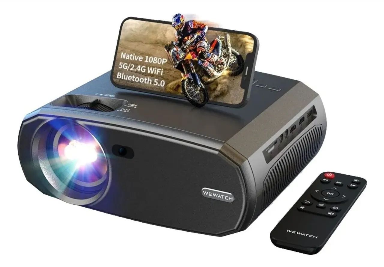 Projetor WEWATCH V50 - 1080p, Wi-Fi e Bluetooth