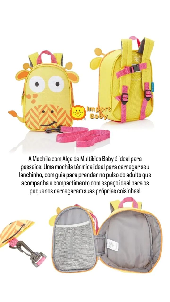 Mini Mochila Térmica com Guia de Segurança Girafinha Multikids - Foto 2