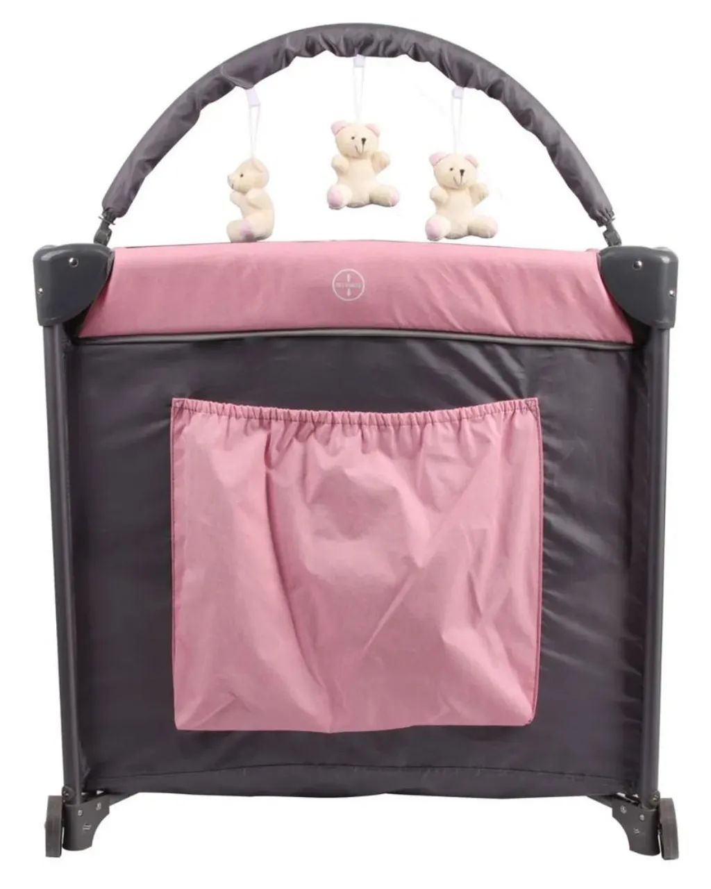 Berço Portátil Rosa e Cinza com Acessórios - Foto 2