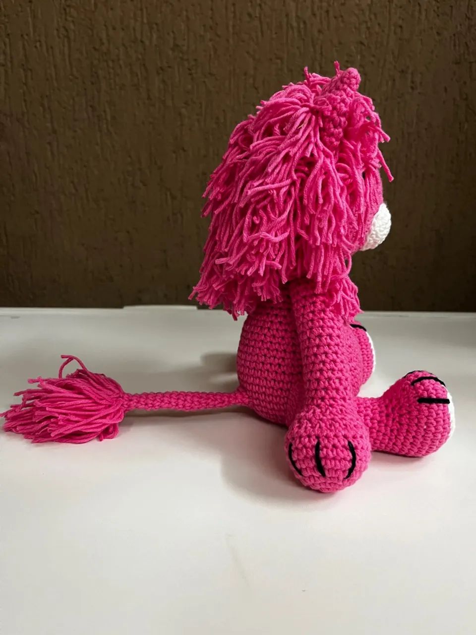Leão Rosa em Crochê Amigurumi Bichinho de Pelúcia Leãozinho - Foto 5