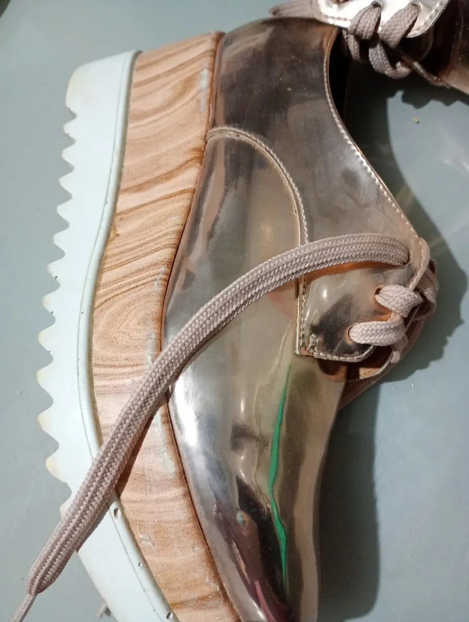 Sapato plataforma metalizado rose 37