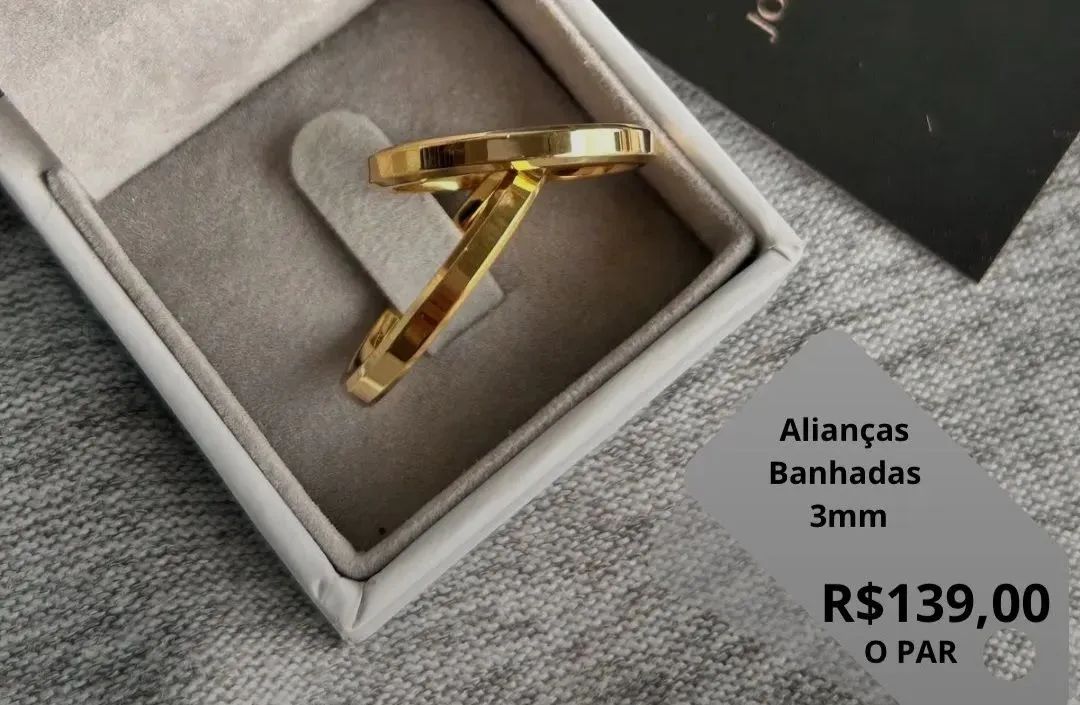 Alianças Banhadas a Ouro - O Par - Foto 4