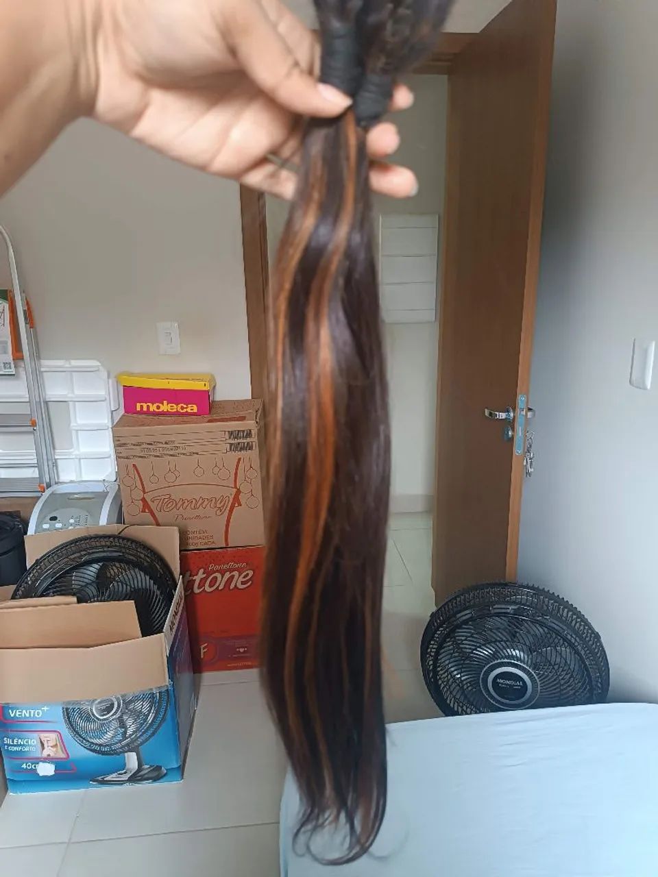 Cabelo natural liso Castanho com Mechas - Foto 2