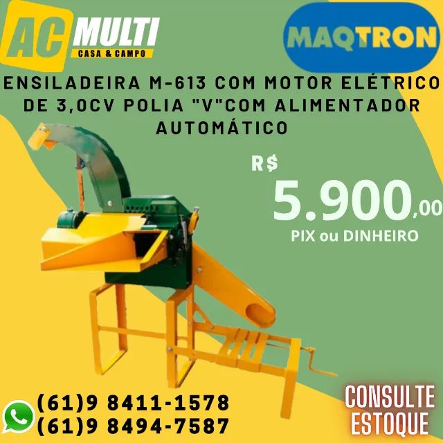Ensiladeira M-613 com motor elétrico de 3,0cv polia "V"com alimentador automático