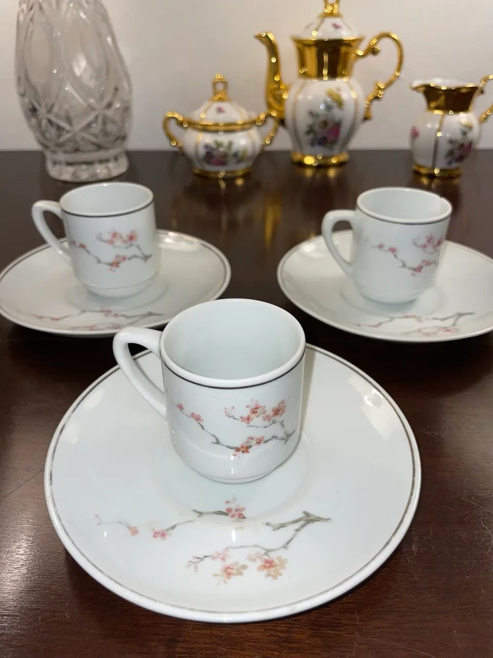 Conjunto 3 xícaras floridas