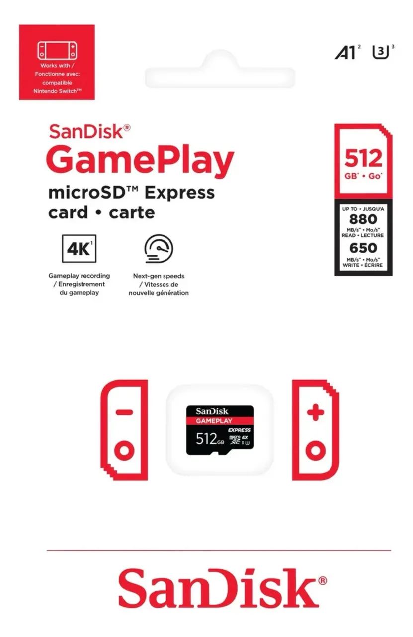 Cartão Micro SD Express 512gb Sandisk Gameplay - Compatível com Nintendo Switch 2 - Foto 4