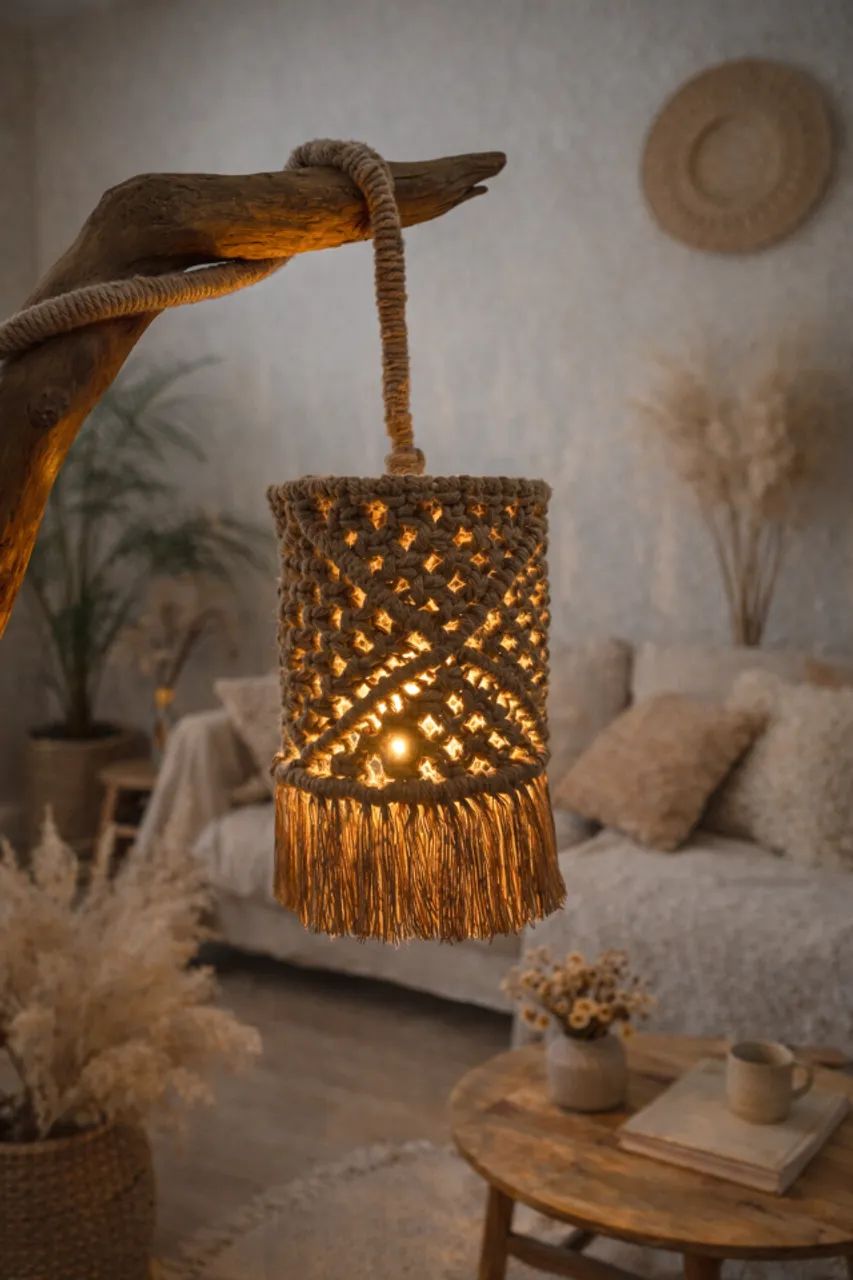 Abajur Ári em macramê