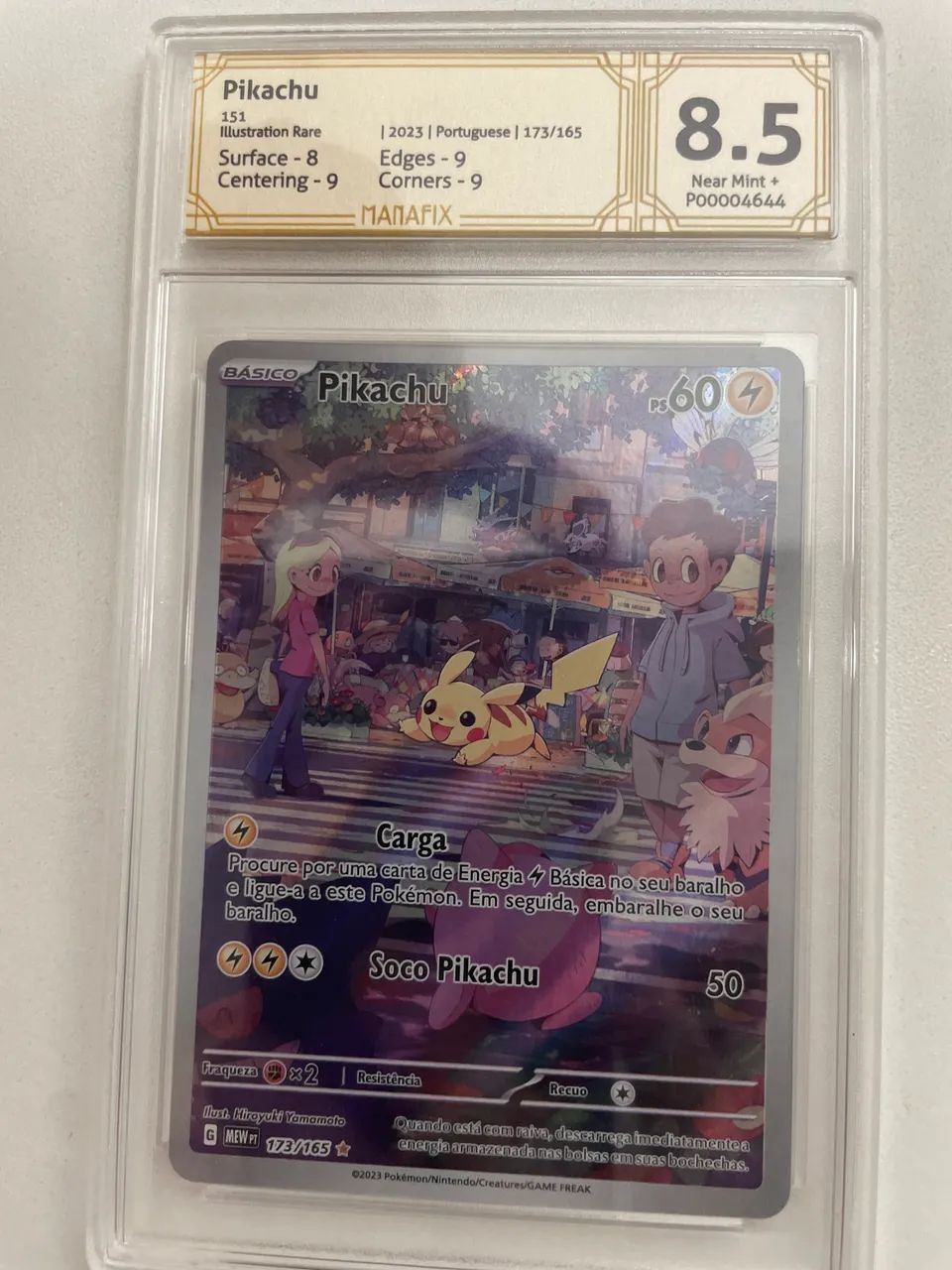 Carta Pokémon , pikachu ilustração rara 151 certificado nota 8.5