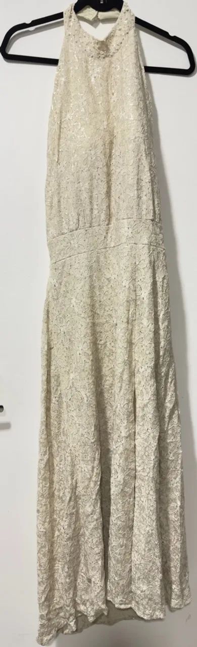 vestido renda longo off white