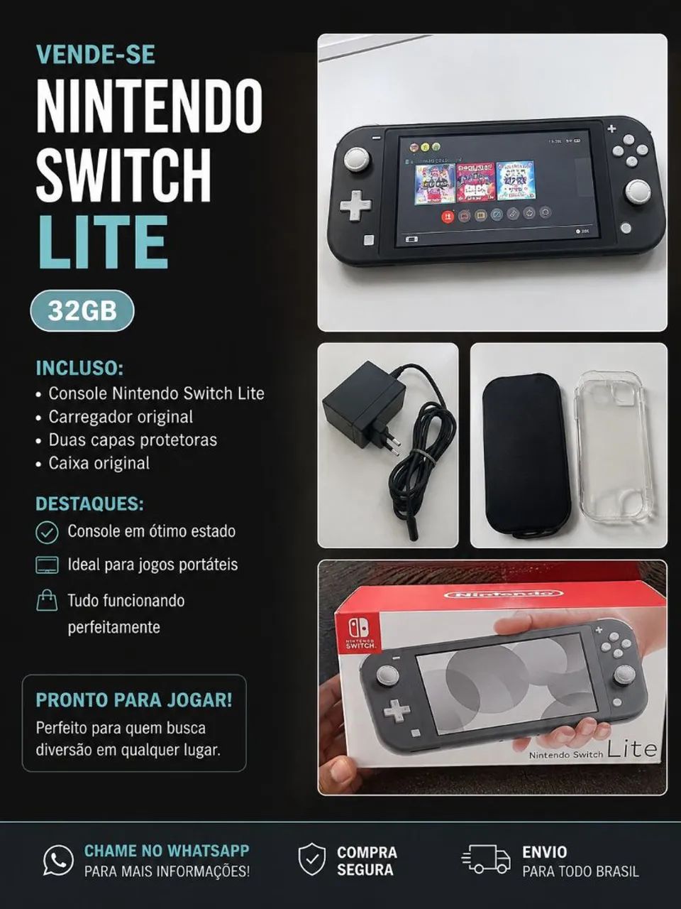 Nintendo switch lite cinza - Consoles de Vídeo Game - Engenho