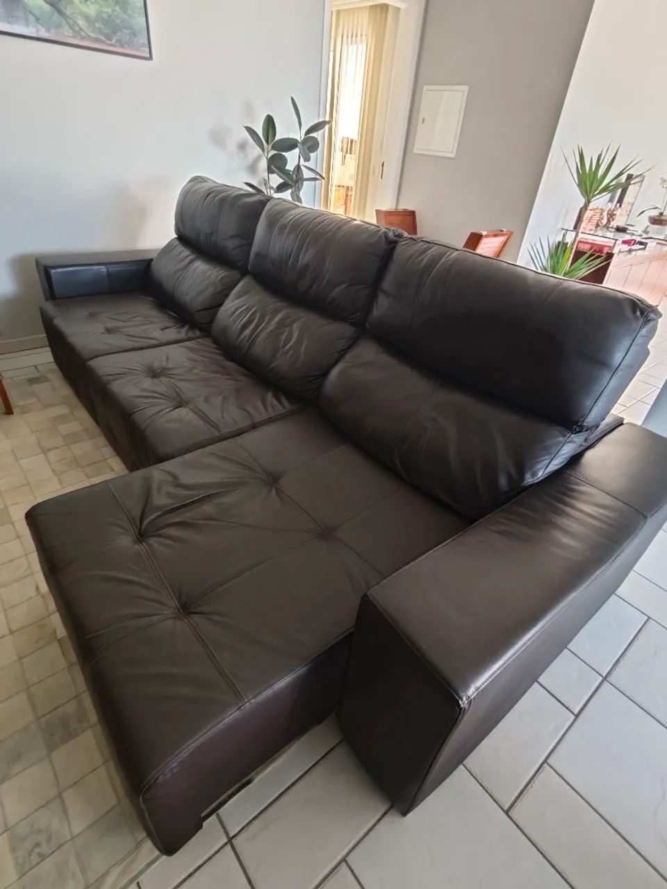 Sofá 2,9 mts couro legítimo 
