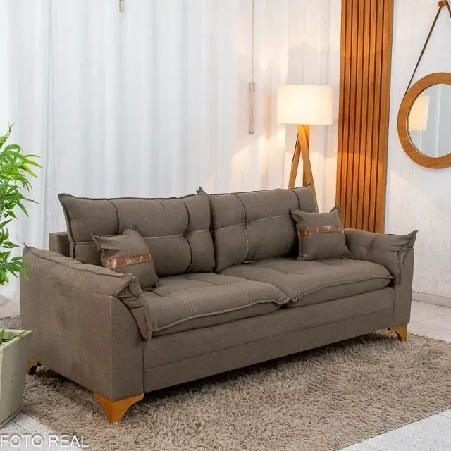 Receba amanhã, pronta entrega!! Sofá 3 Lugares Creta Larg. 1.80m - Molas bonnel
