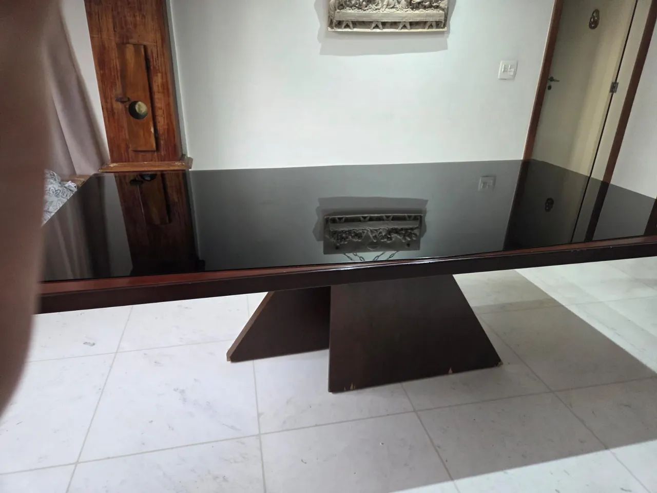 Mesa de madeira com tampo de vidro Líder Interiores  - Foto 3