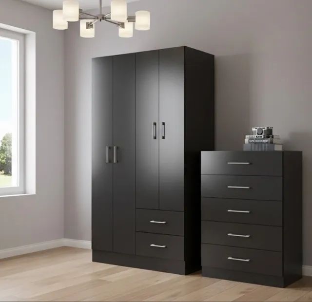 Guarda-Roupa com Cômoda Black Compact 90