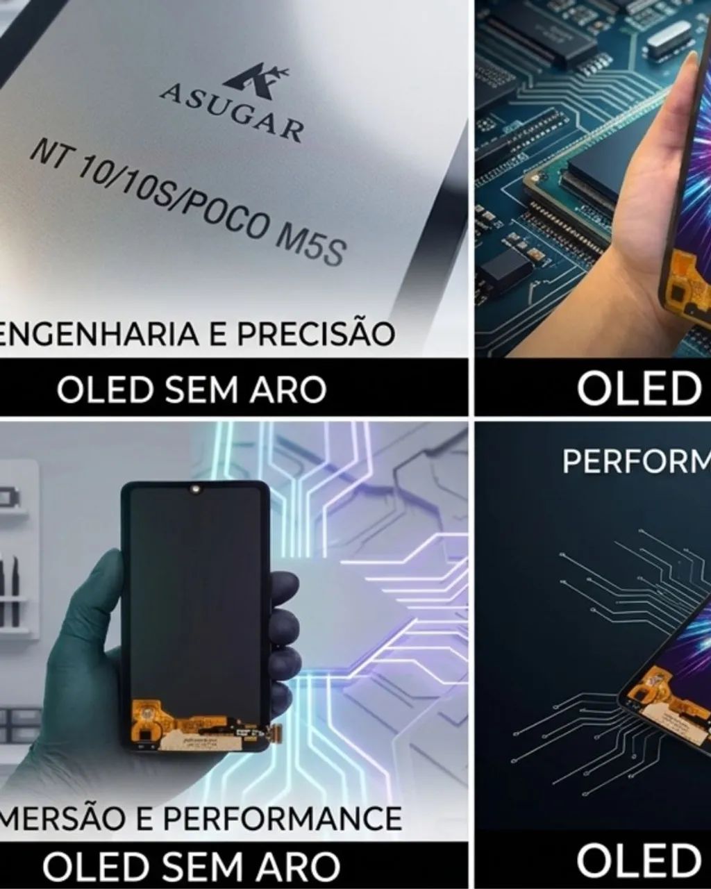 Tela OLED Sem Aro - Redmi Note 10 / Note 10s / Poco M5s (Nova)