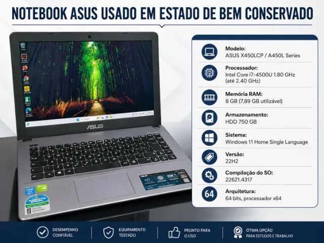 Notebook ASUS X451L Series Intel Core i7, 8GB RAM, GeForce 720M, HDD 750 GB - Foto 5