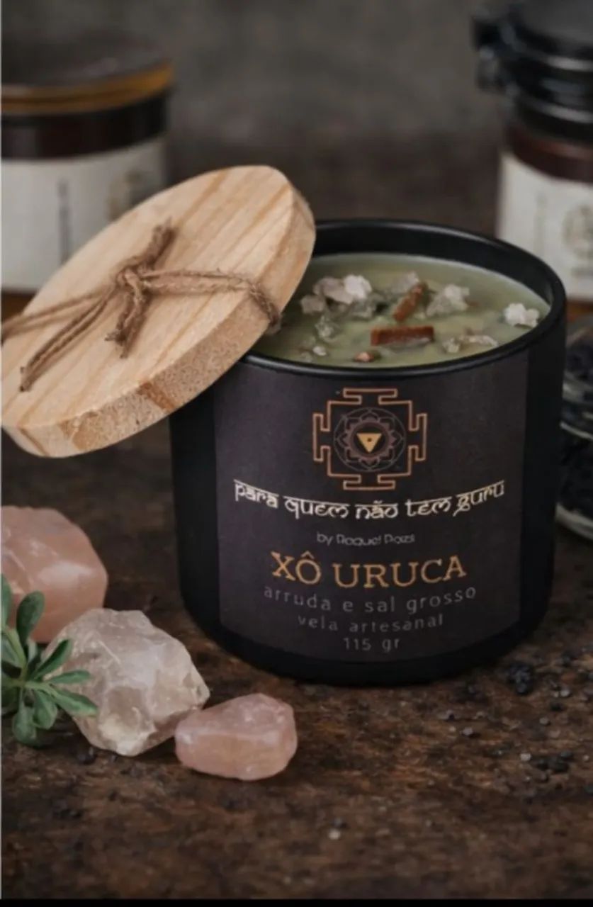 Vela artesanal de arruda e sal grosso 115g - Foto 3