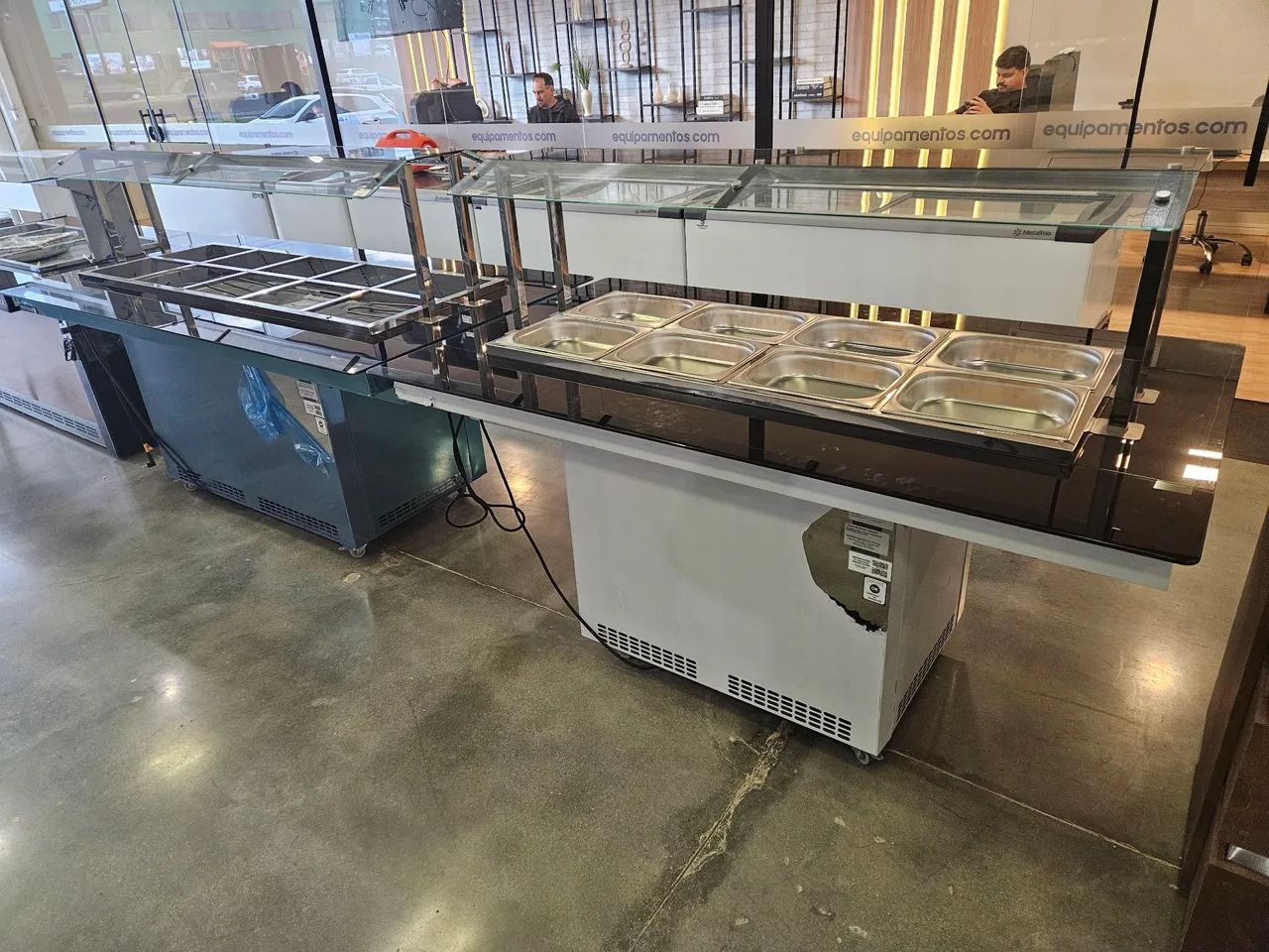 conjunto de buffet de inox aquecido e frio - a pronta entrega
