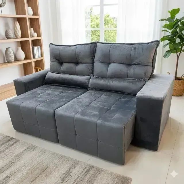 Oferta sofa retratil e reclinavel na cor cinza (dividimos em ate 10x sem juros consulte)