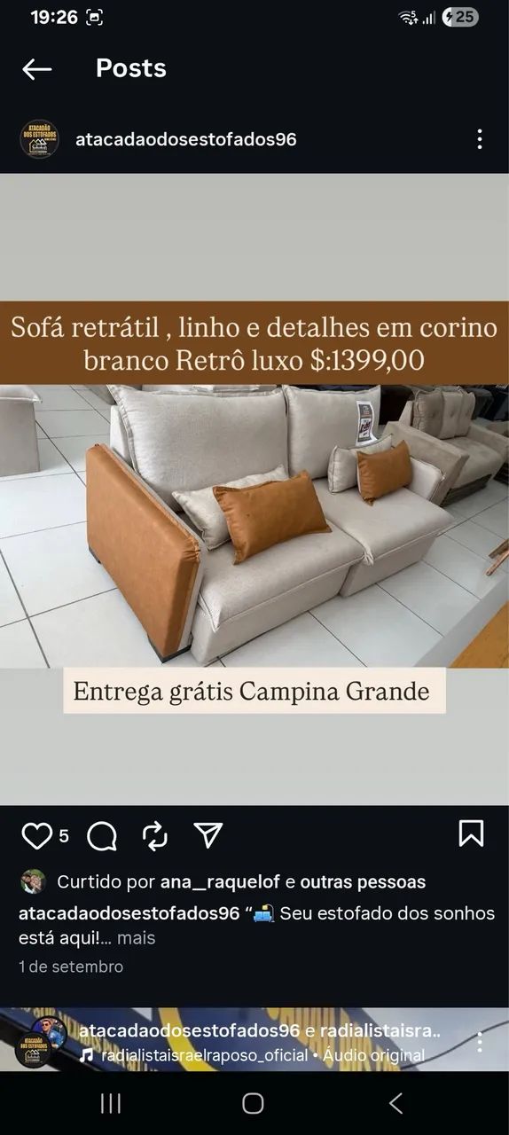 Sofa retrátil de luxo 