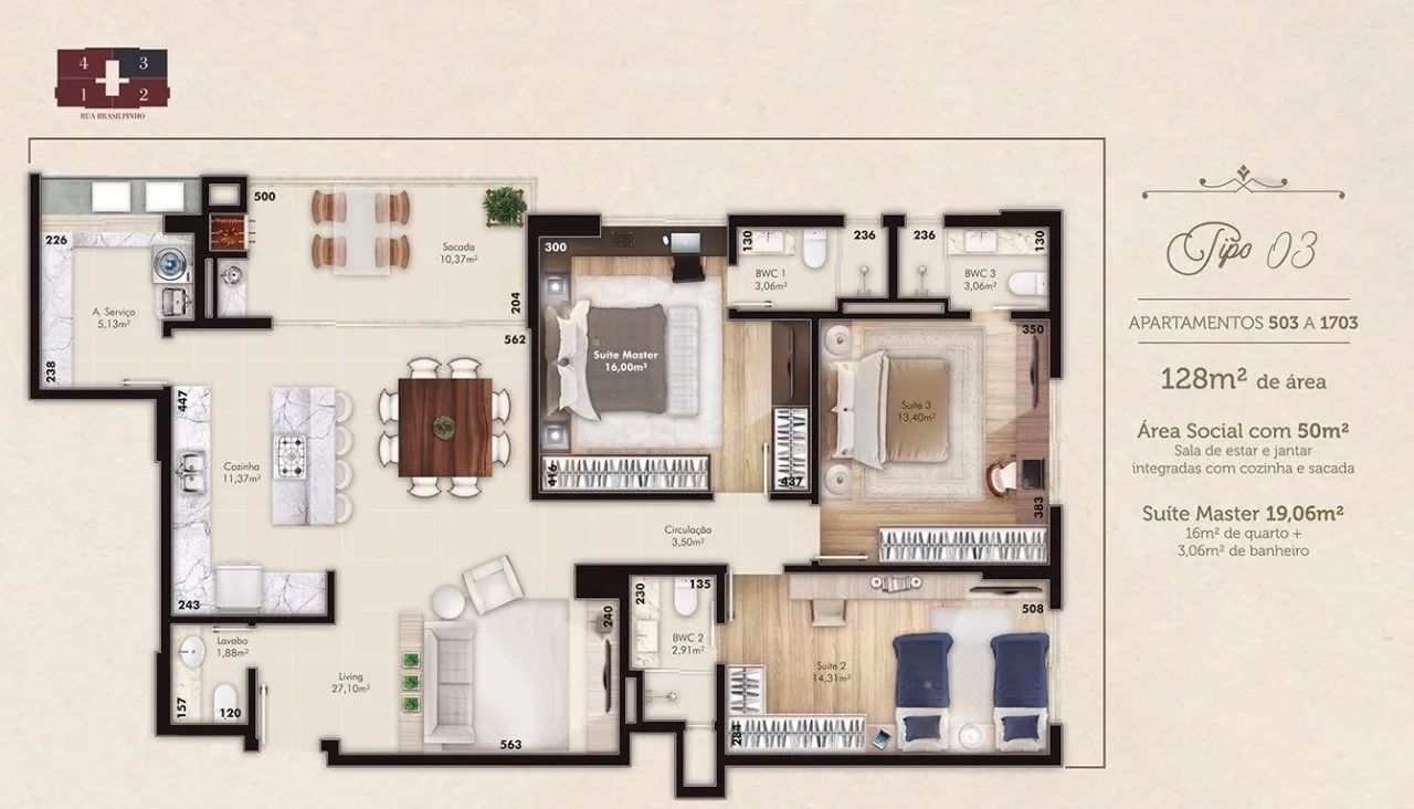 Apartamento à venda 3 Dormitórios em São José - 128m² - Foto 5
