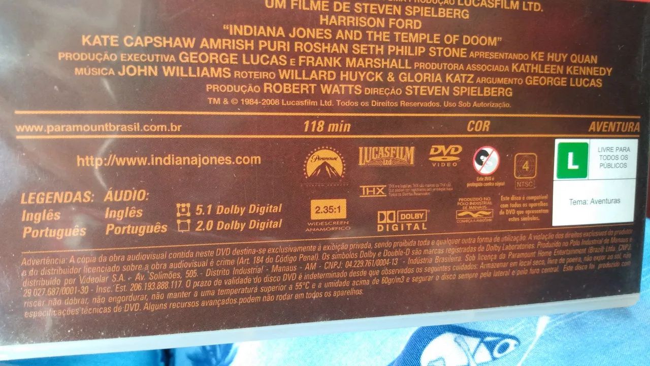 DVD original indiana jones vol. 2 ótimo estado.  - Foto 4