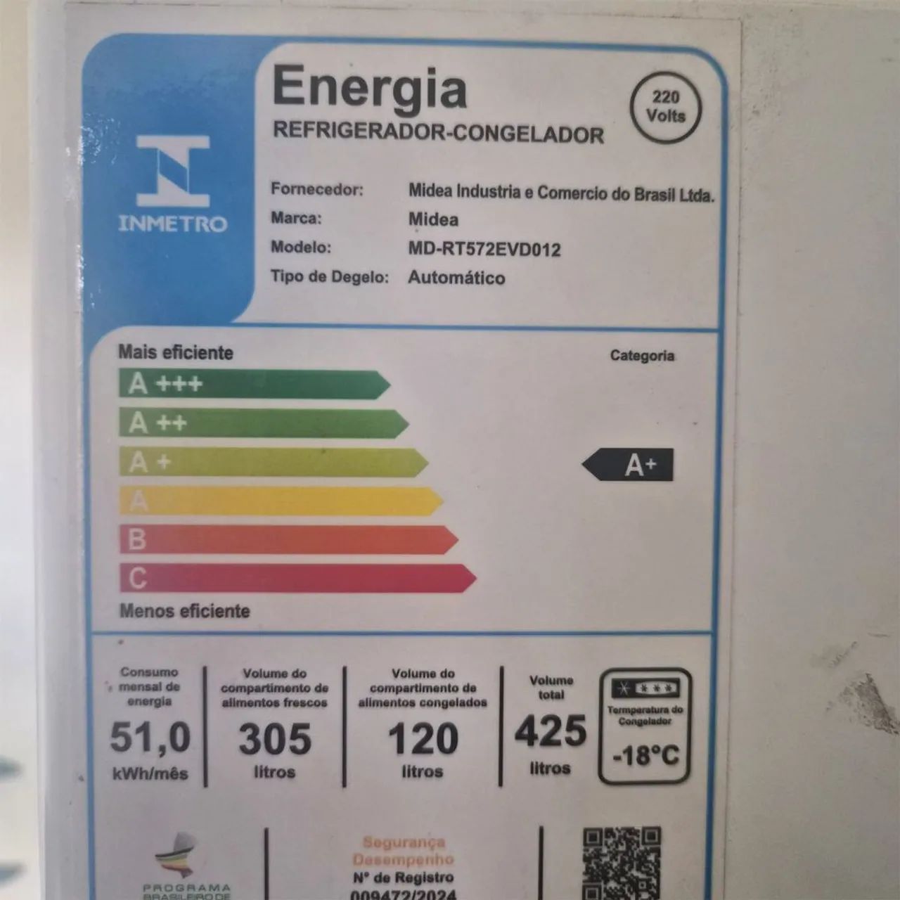 Geladeira Midea 220V - 425 litros - Praticamente nova - Foto 2
