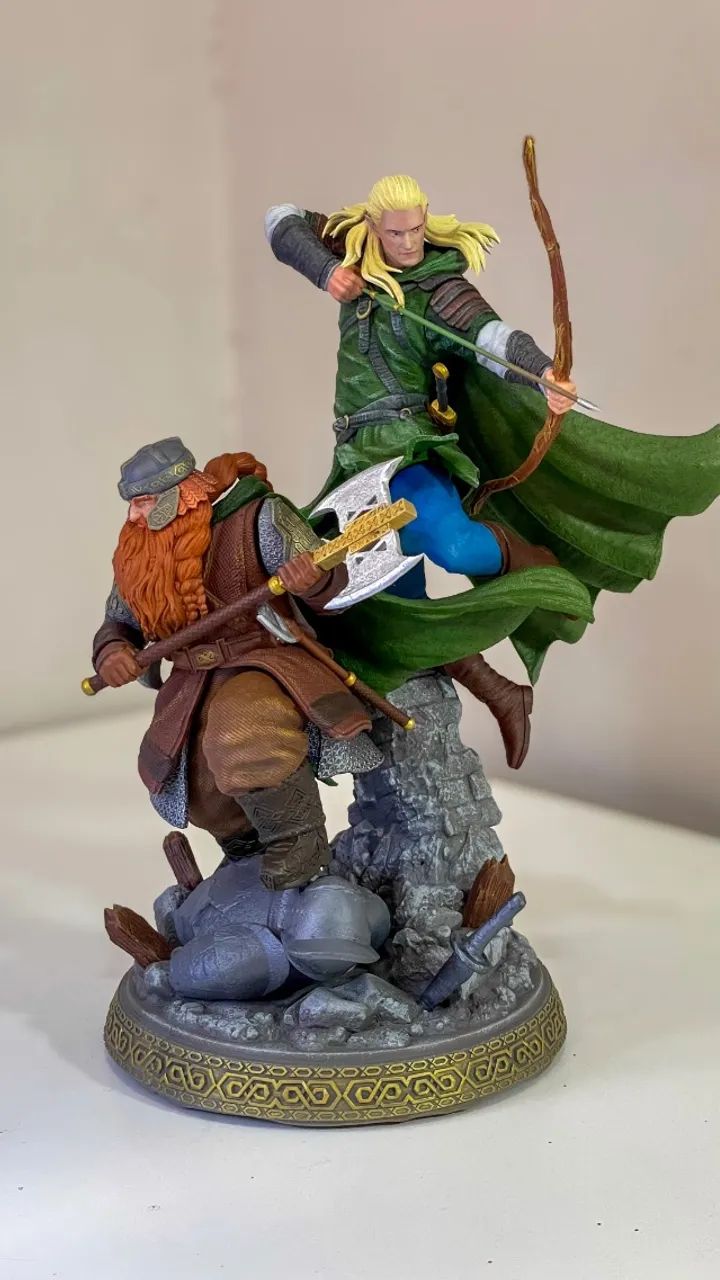 Estátua Legolas E Gimli Senhor Dos Anéis Resina 3D Pintado À Mão - Foto 3