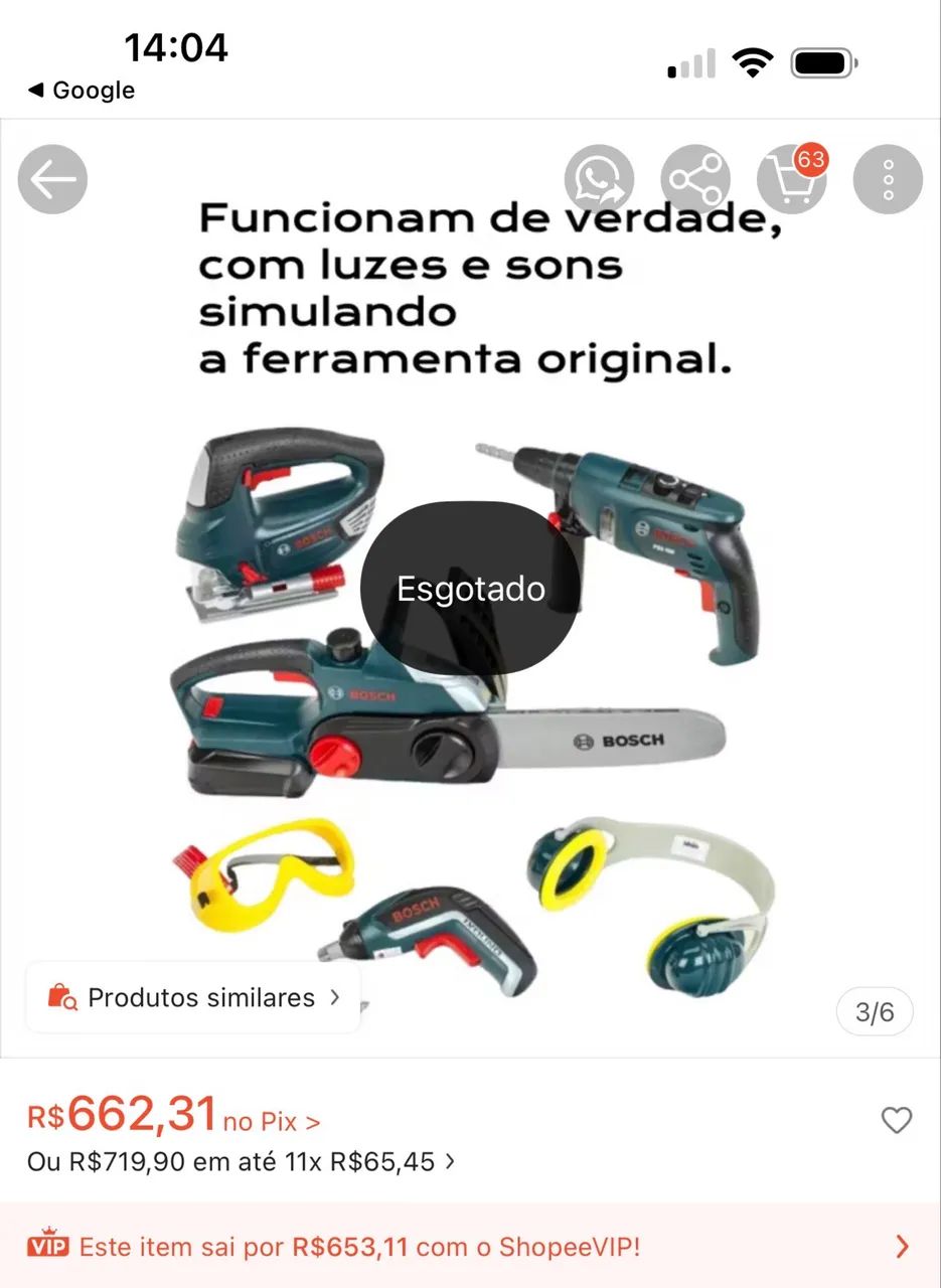 Brinquedo Ferramenta Bosh