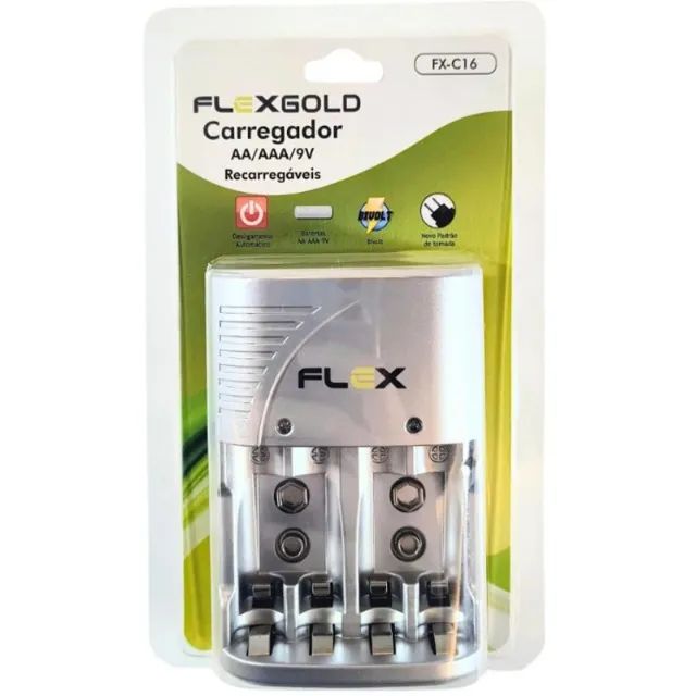Carregador de Pilhas Aa/aaa/9v Fxc16 Bivolt Flex *ENTREGA GRÁTIS* - Foto 2