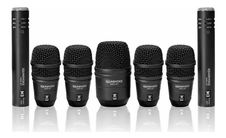 Kit 7 Microfones Soundvoice Para Bateria Skd-07 Cor Preto