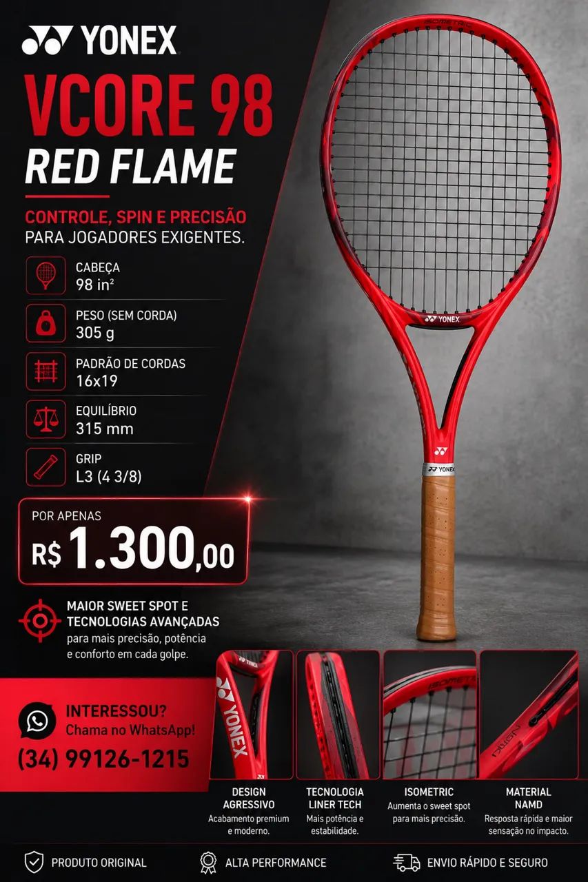 Yonex Vcore 98 305gr Redflame 