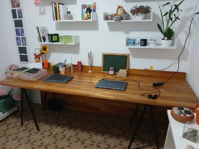 Bancada/mesa madeira maciça para trabalho/estudo448320482606458880
