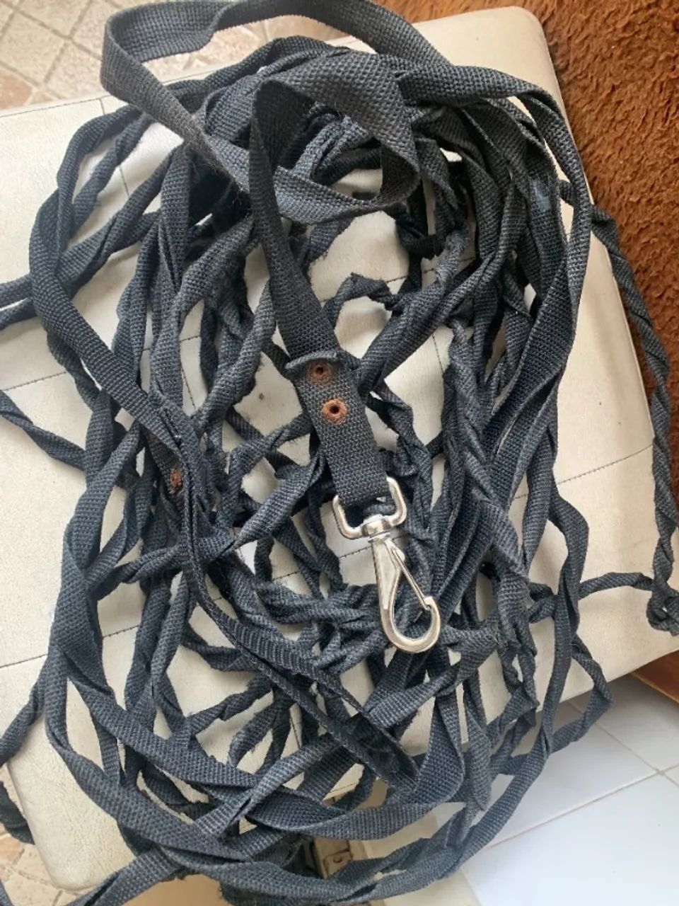 Guia 20 metros para cachorro, preta, adestramento