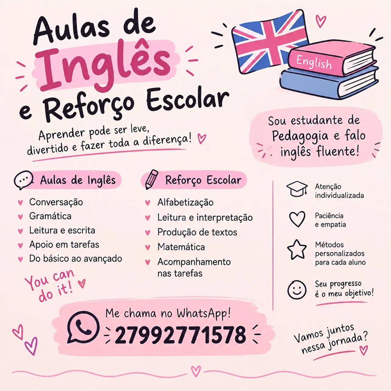 Aula de inglês e reforço escolar 