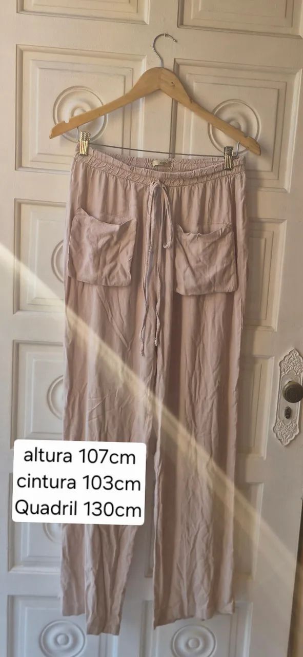 Calça crepe bege