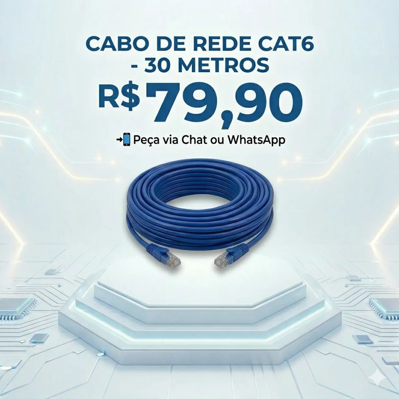Cabo rede Cat6 30 metros montado 