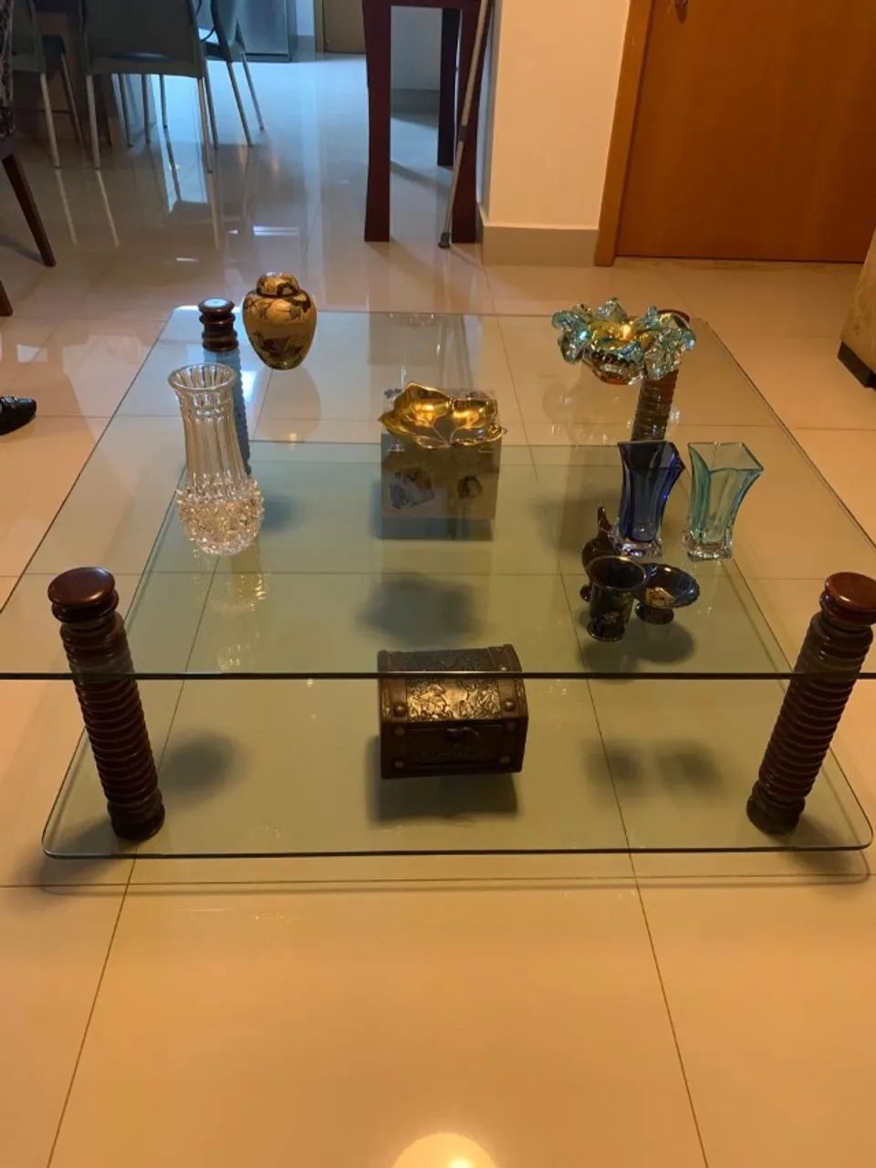 Mesa de centro de vidro quadrada 1x1m - Foto 2
