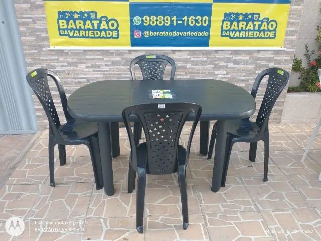 JOGO DE MESA RETANGULAR DESMONTAVEL C/04 CADEIRAS