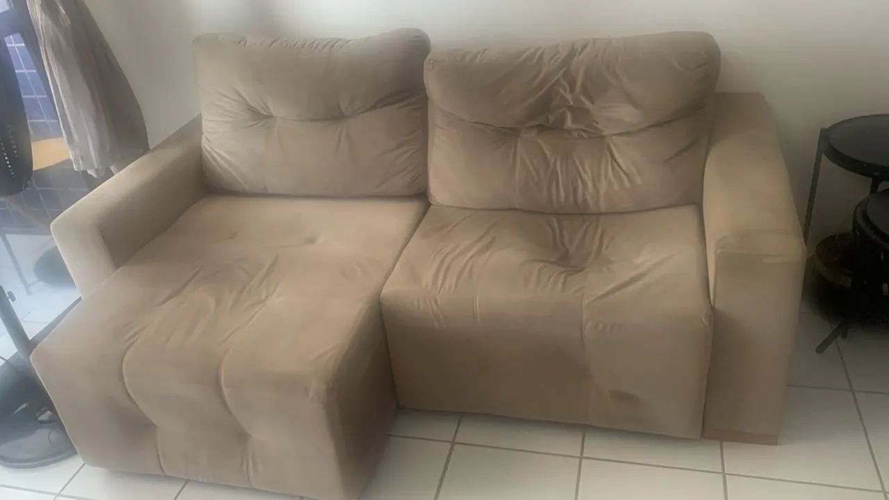 Sofá Retrátil  Suede Bege - Alto Padrão