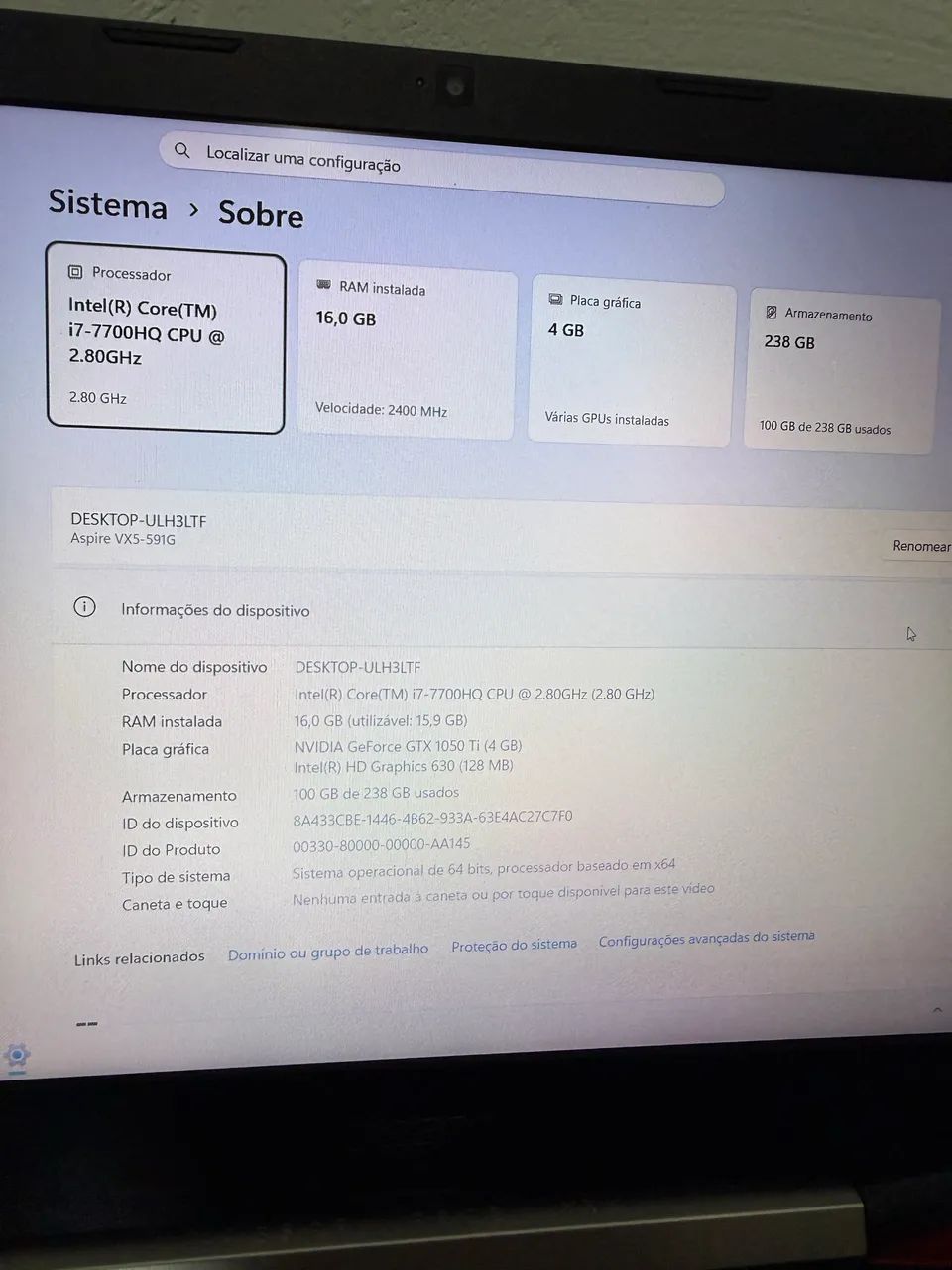 Notebook acer i7 + 16gb de ram - Foto 3