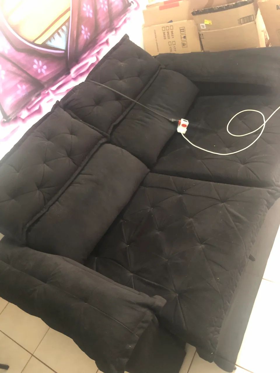SOFÁ CAMA 3 LUGARES PRETO - Foto 3