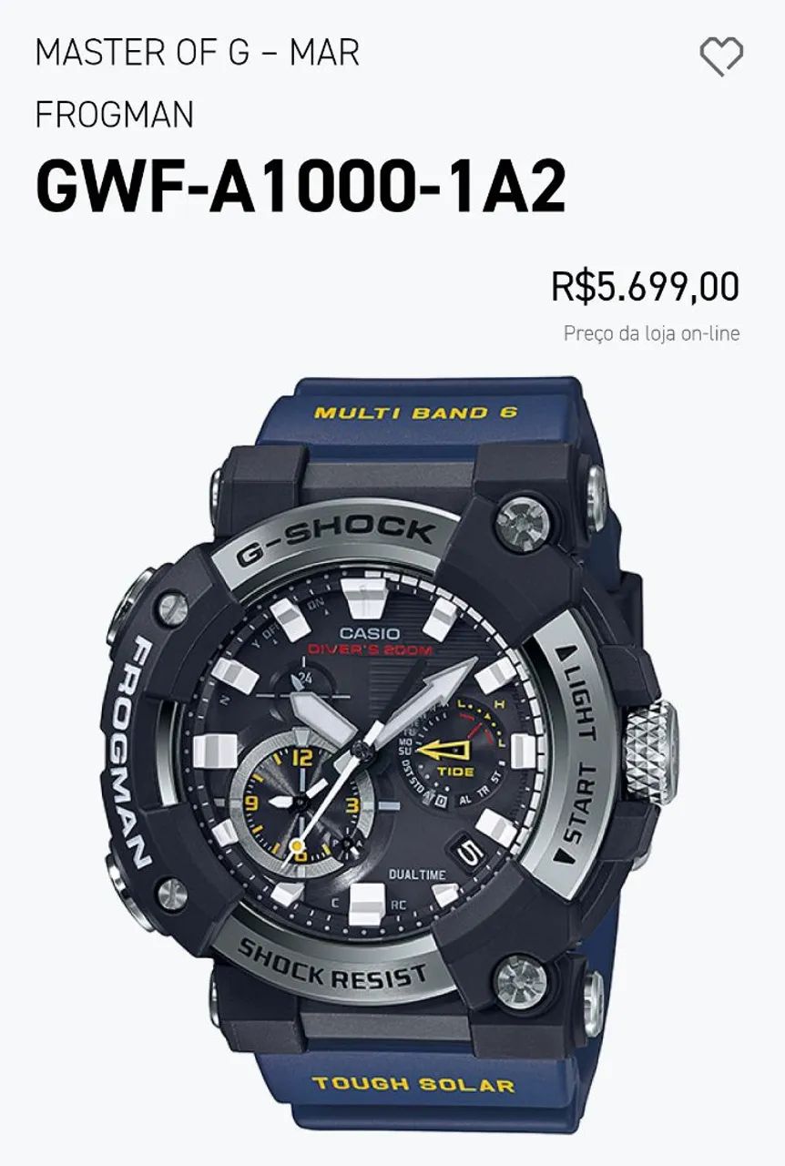 RELÓGIO CASIO G SHOCK FROGMAN CARBON CORE GUARD GWFA1000 ORIGINAL  - Foto 3