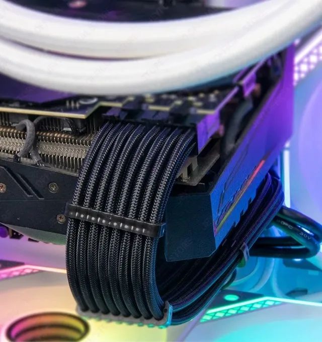 Kit 5 cabos sleeved Preto / Branco 24 Pin + 2 CPU + 2 PCIe - Foto 2