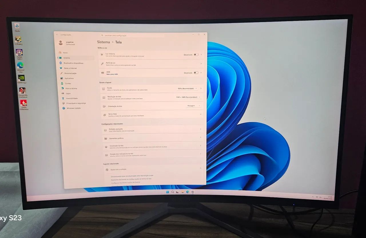 Monitor 27" curvo QHD 165hz