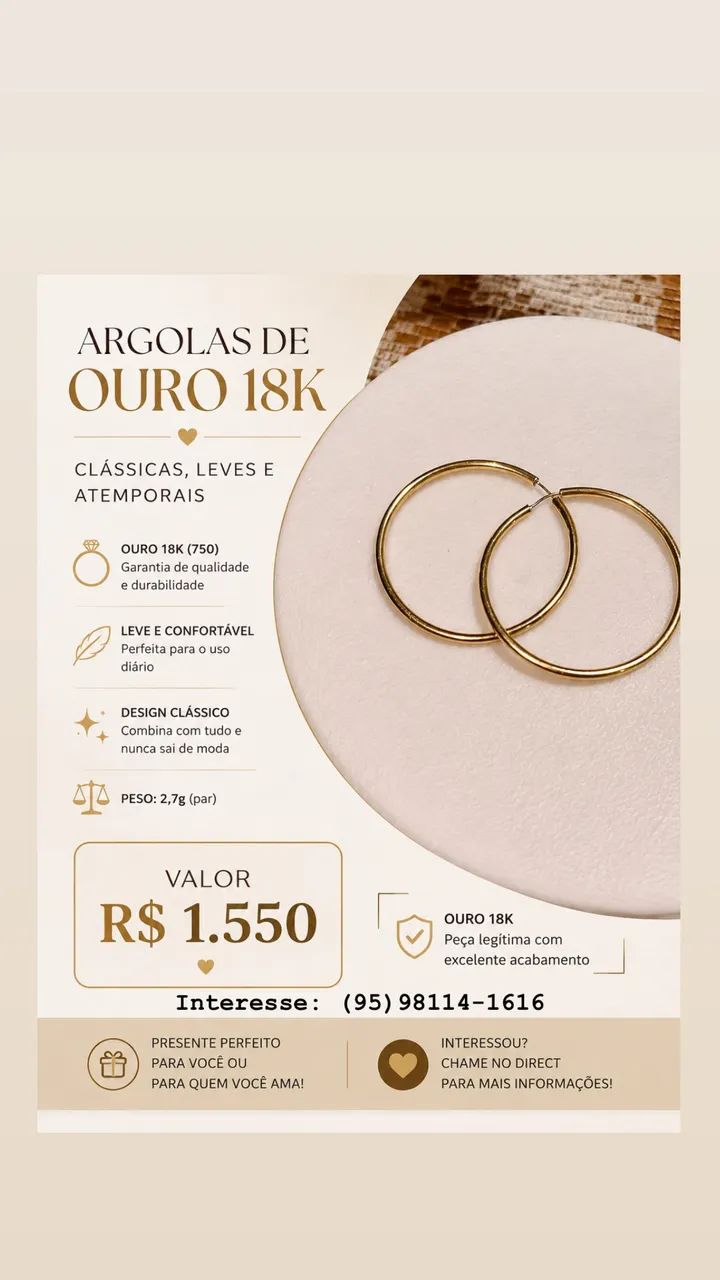 Argola de ouro  - Foto 2