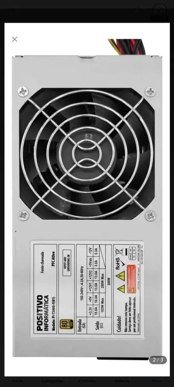 fonte 300w 80 plus pfc - Foto 2