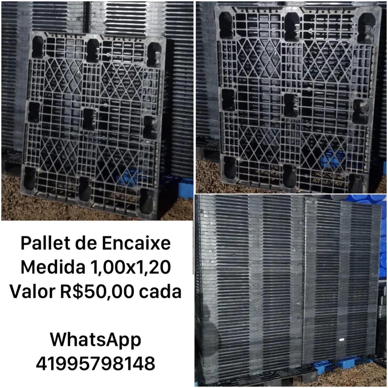 Pallet plástico de encaixe, medida 1x1,20