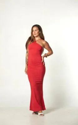 Vestido Longo Elegante em Poliamida 